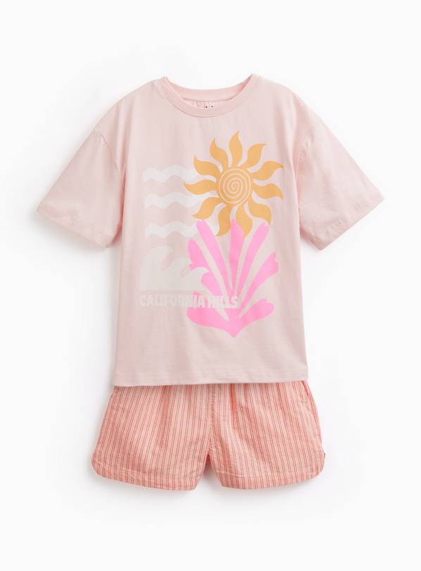 Pink Printed T-Shirt & Shorts Set 9 years